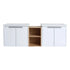 60" vanity with shelf on the side front view with dual cabinets and open center shelf | Ace Decor