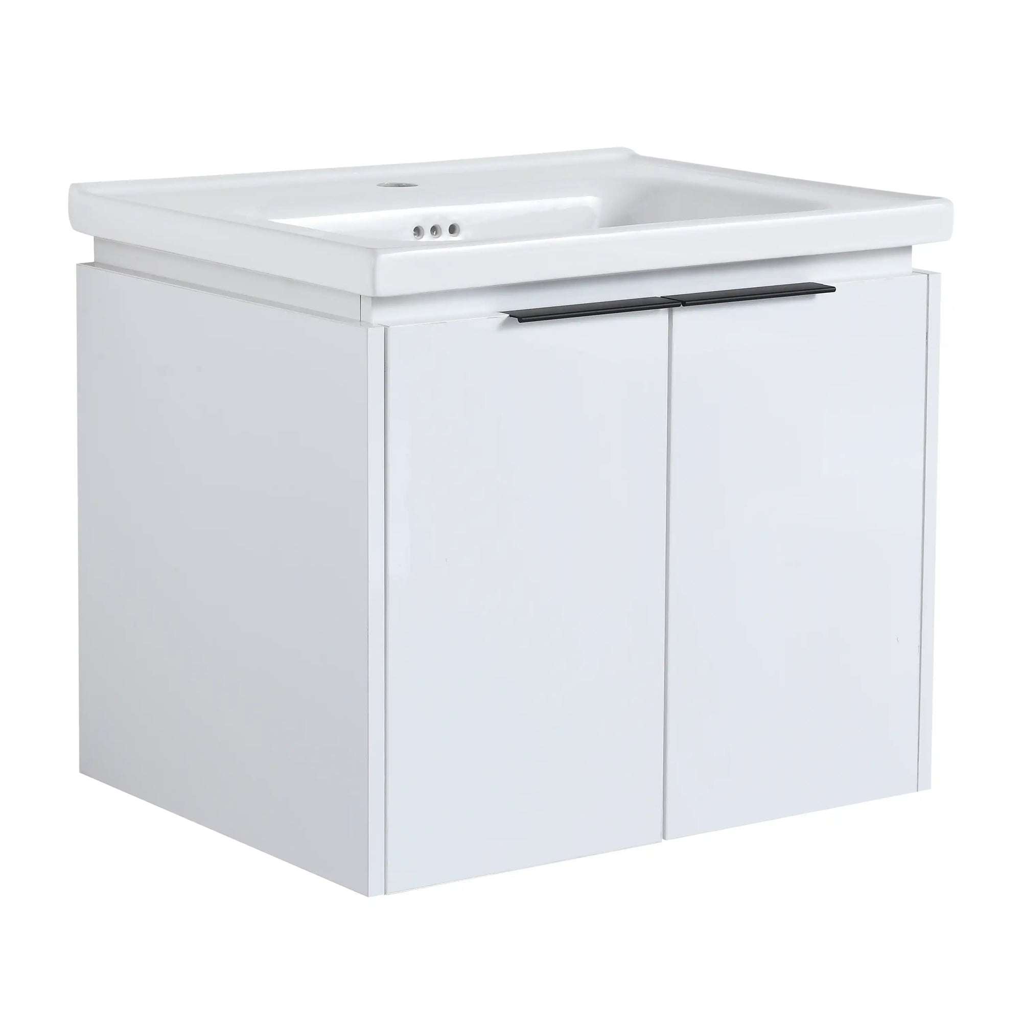 24 inch wall mounted vanity modern floating bathroom cabinet with integrated ceramic sink | Ace Decor