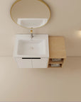 36" bathroom vanity with side shelf top view showing sink and open shelf storage | Ace Decor