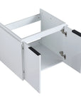 24 inch wall mounted vanity cabinet frame with open doors showing interior storage | Ace Decor