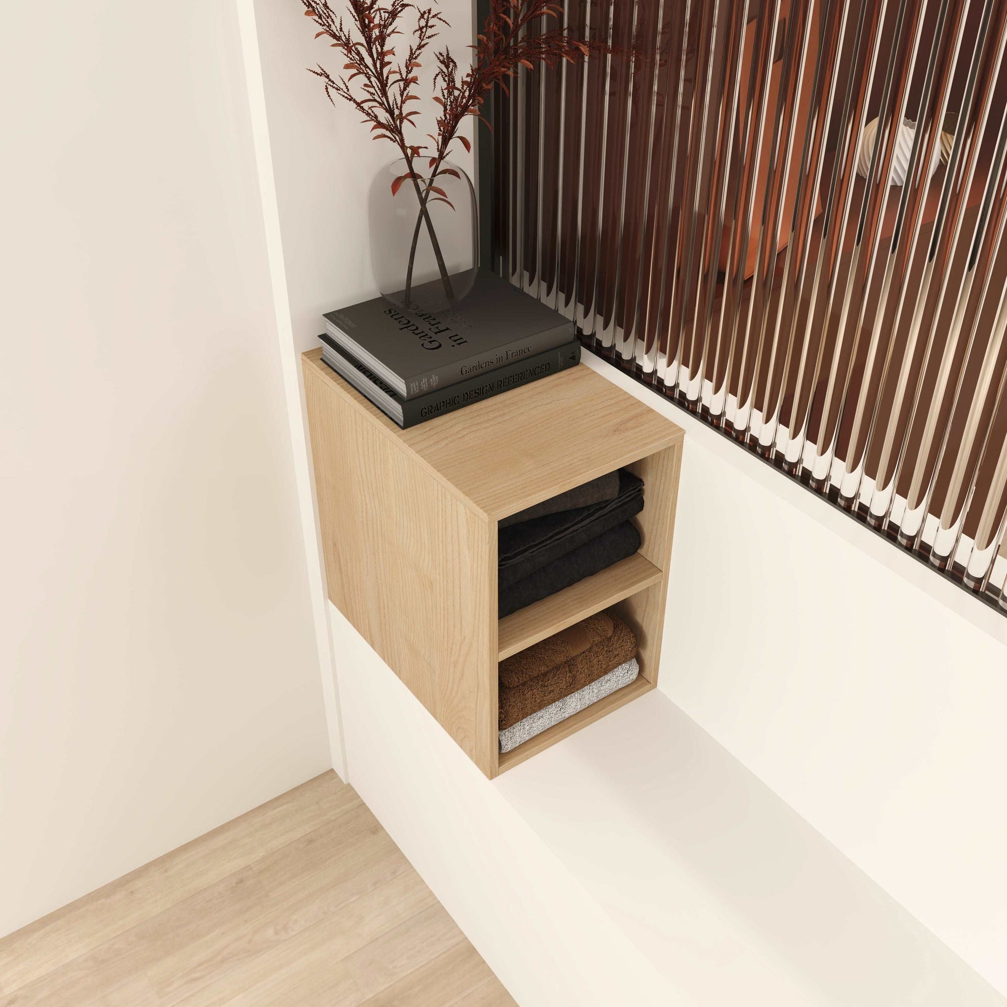 small wall mounted storage shelves for small bathroom color:Light Oak