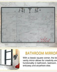 Glossy Black Rectangular Bathroom Mirror with Metal Frame color: Black