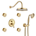 Avelar 9" Brushed Gold Rain Shower Set with Body Jets