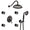 Avelar 9&quot; Matte Black Rain Shower Set with Body Jets