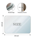 Glossy Brushed Silver Wall Mirror - Rounded Rectangle, Metal Frame size: 30 X 20