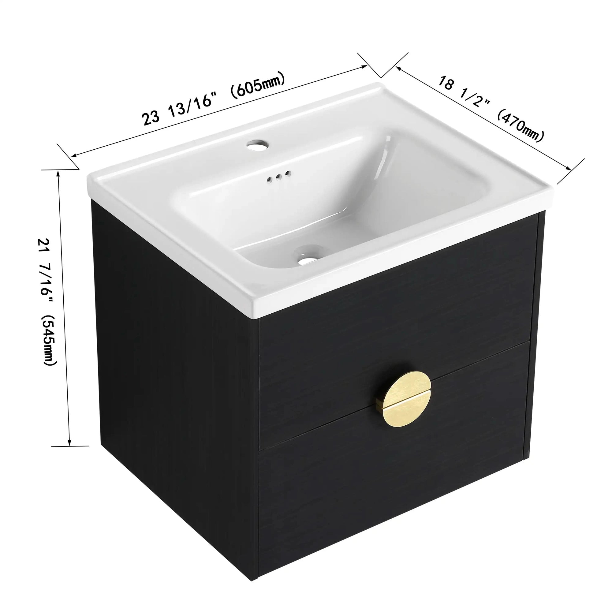 24" Wall-Mounted Bathroom Vanity With Sink, For Small Bathroom size: 24 X 19