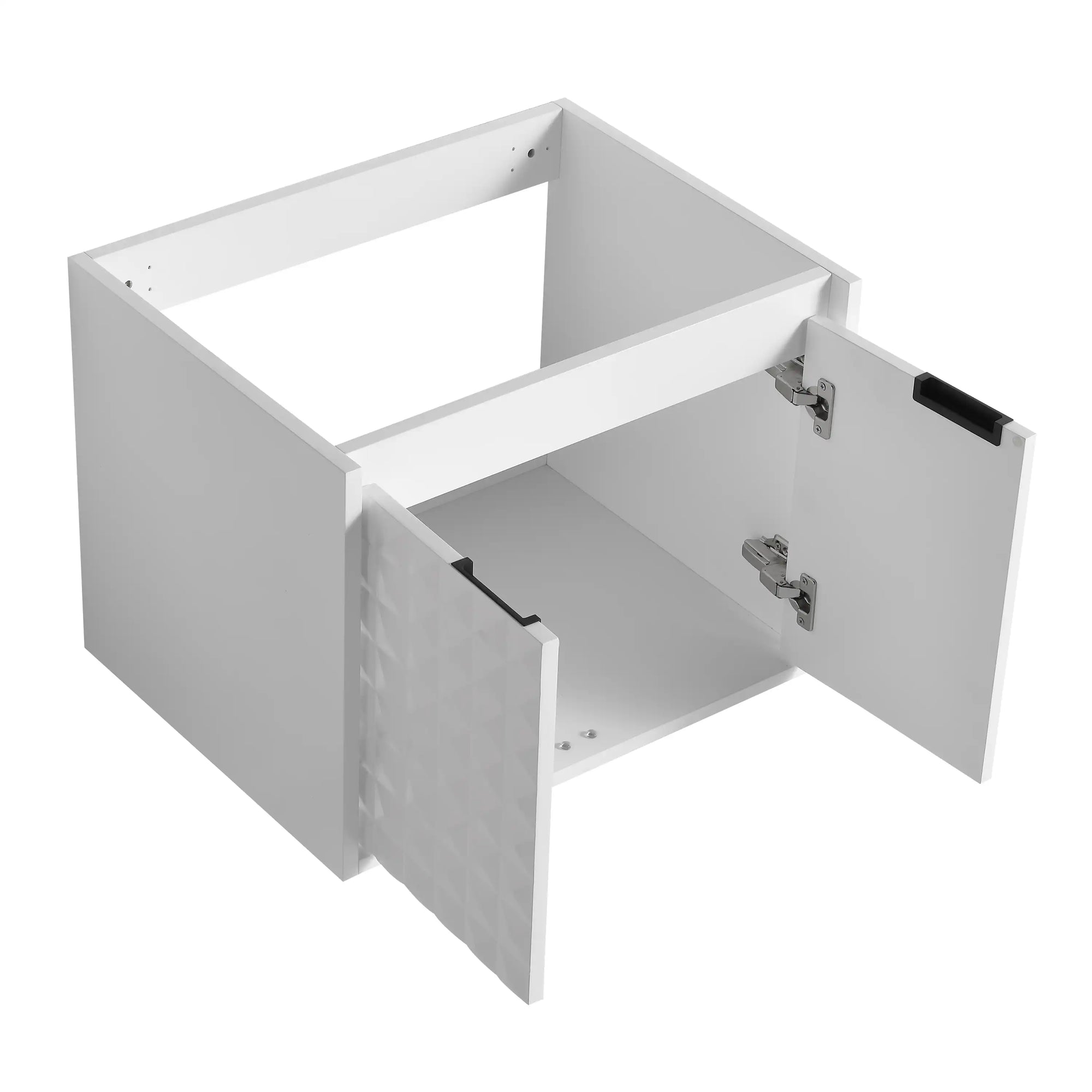 24&quot;–48&quot; White Wall-Mounted Bathroom Vanity with Drop-Shaped Resin Sink &amp; Soft-Close Doors
