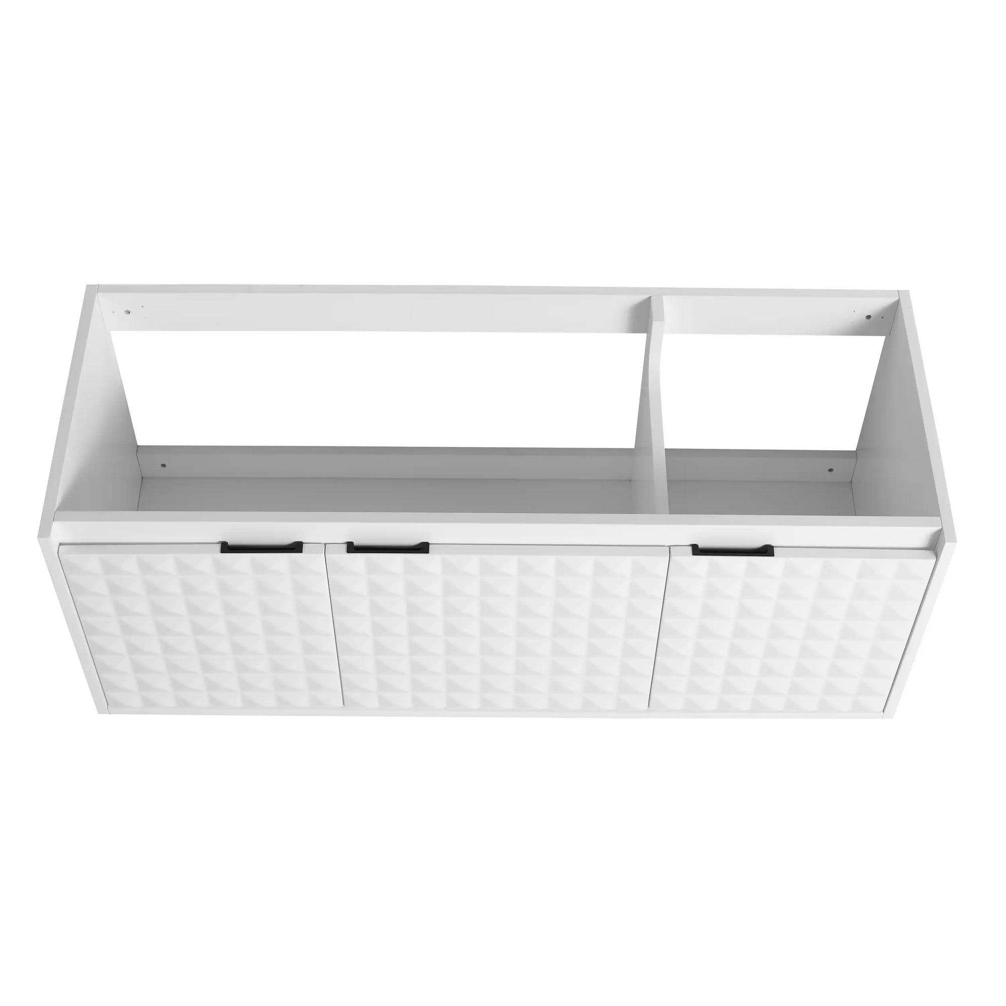 24&quot;–48&quot; White Wall-Mounted Bathroom Vanity with Drop-Shaped Resin Sink &amp; Soft-Close Doors