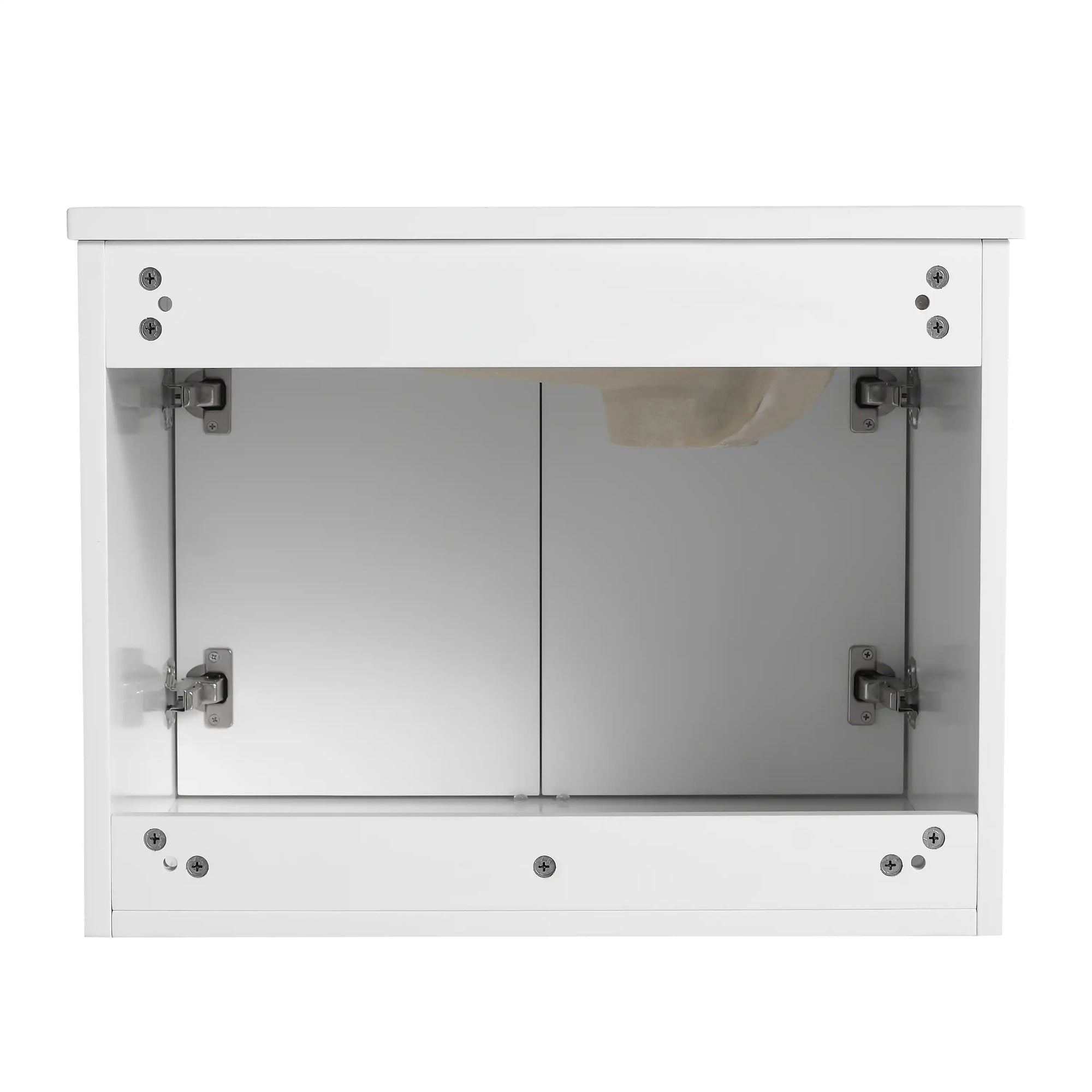 24&quot;–48&quot; White Wall-Mounted Bathroom Vanity with Drop-Shaped Resin Sink &amp; Soft-Close Doors