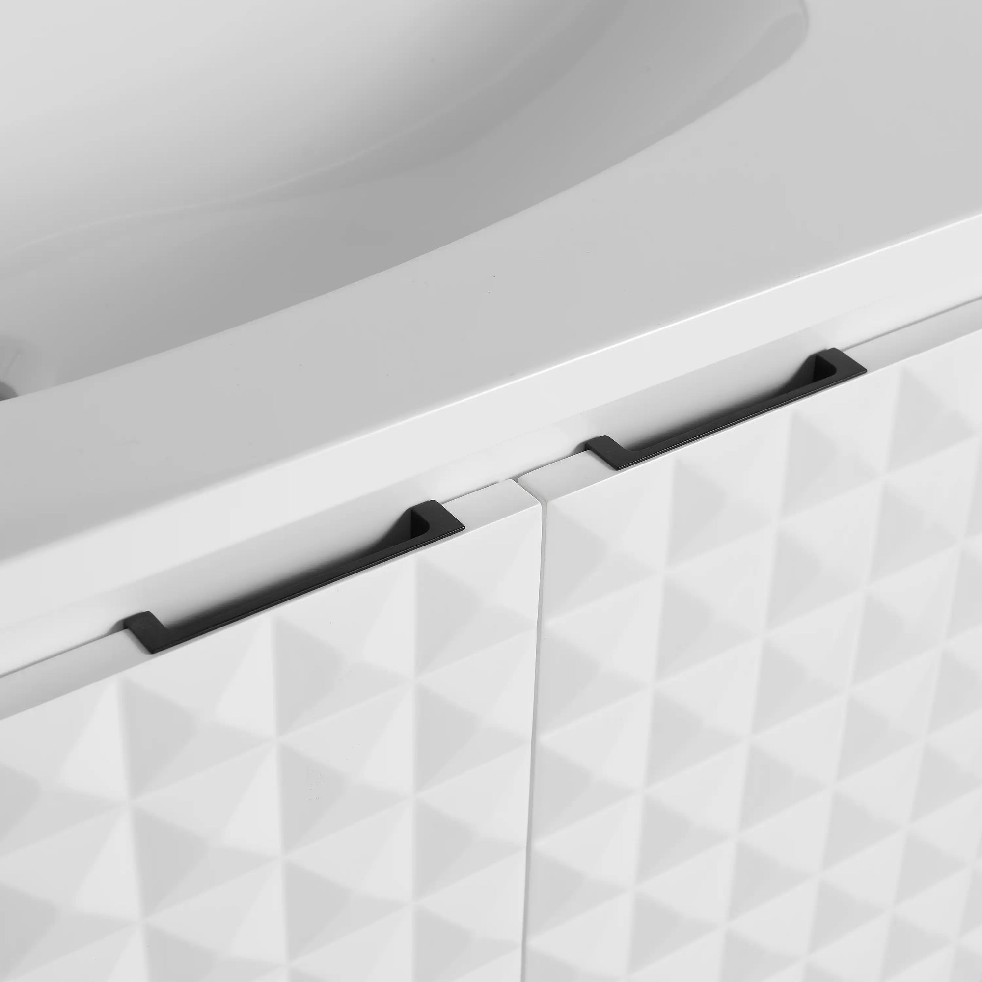 24&quot;–48&quot; White Wall-Mounted Bathroom Vanity with Drop-Shaped Resin Sink &amp; Soft-Close Doors