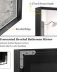 Glossy Black Rectangular Bathroom Mirror with Metal Frame color: Black