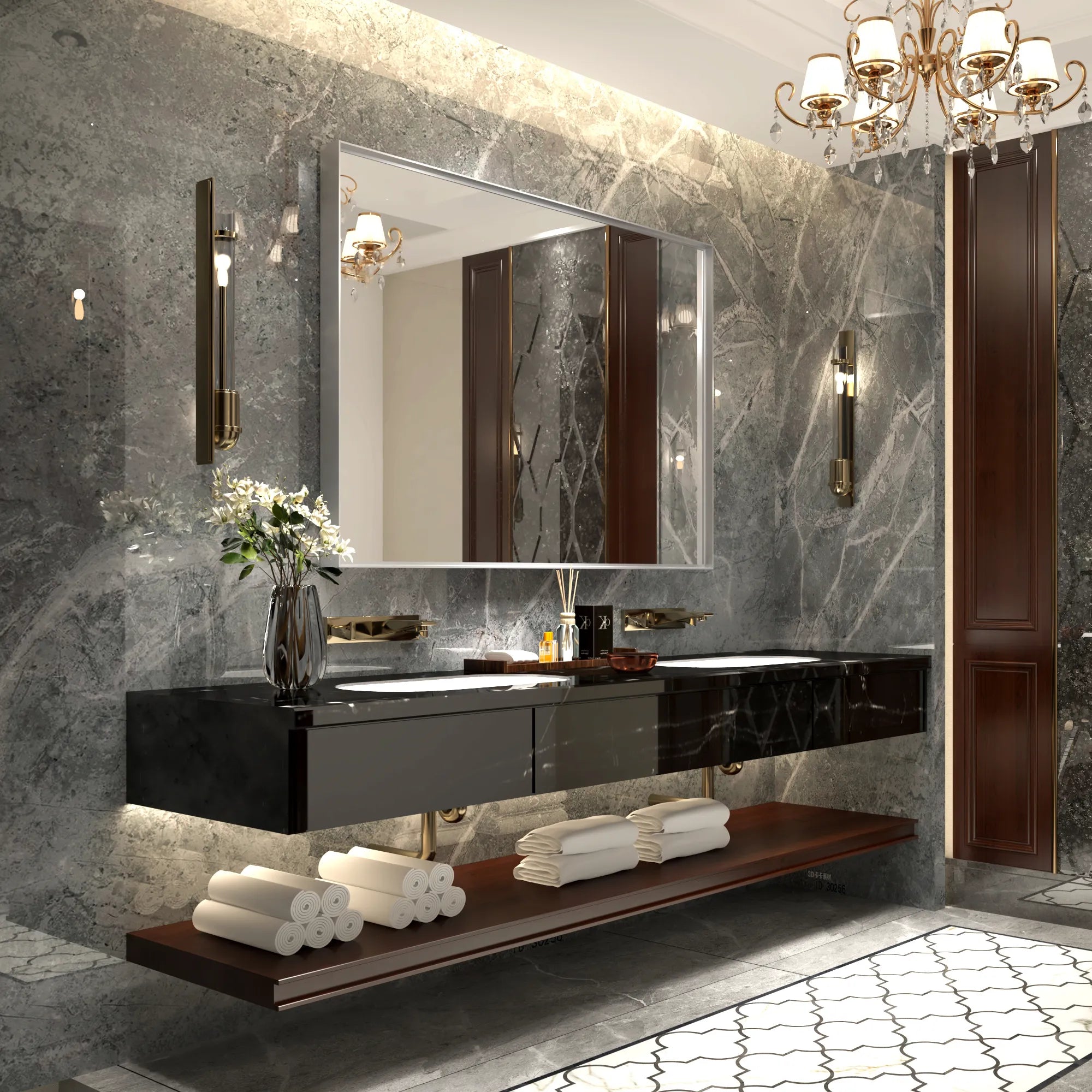 Silvara 40" Silver Aluminum Framed Bathroom Mirror with HD Glass &amp; Beveled Edge