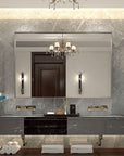 Silver Rectangular Wall-Mounted Bathroom Mirror with Beveled Edges size: 40 X 30