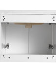 Interior structure of 24 inch floating bathroom vanity showing open cabinet space | Ace Decor