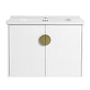 24” or 28” White Wall-Mounted Bathroom Vanity with Soft Close Doors & Ceramic Sink
