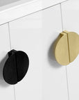 Civetta-Plain Series 24" White Floating Bathroom Vanity with Round Brass Handle & Integrated Sink