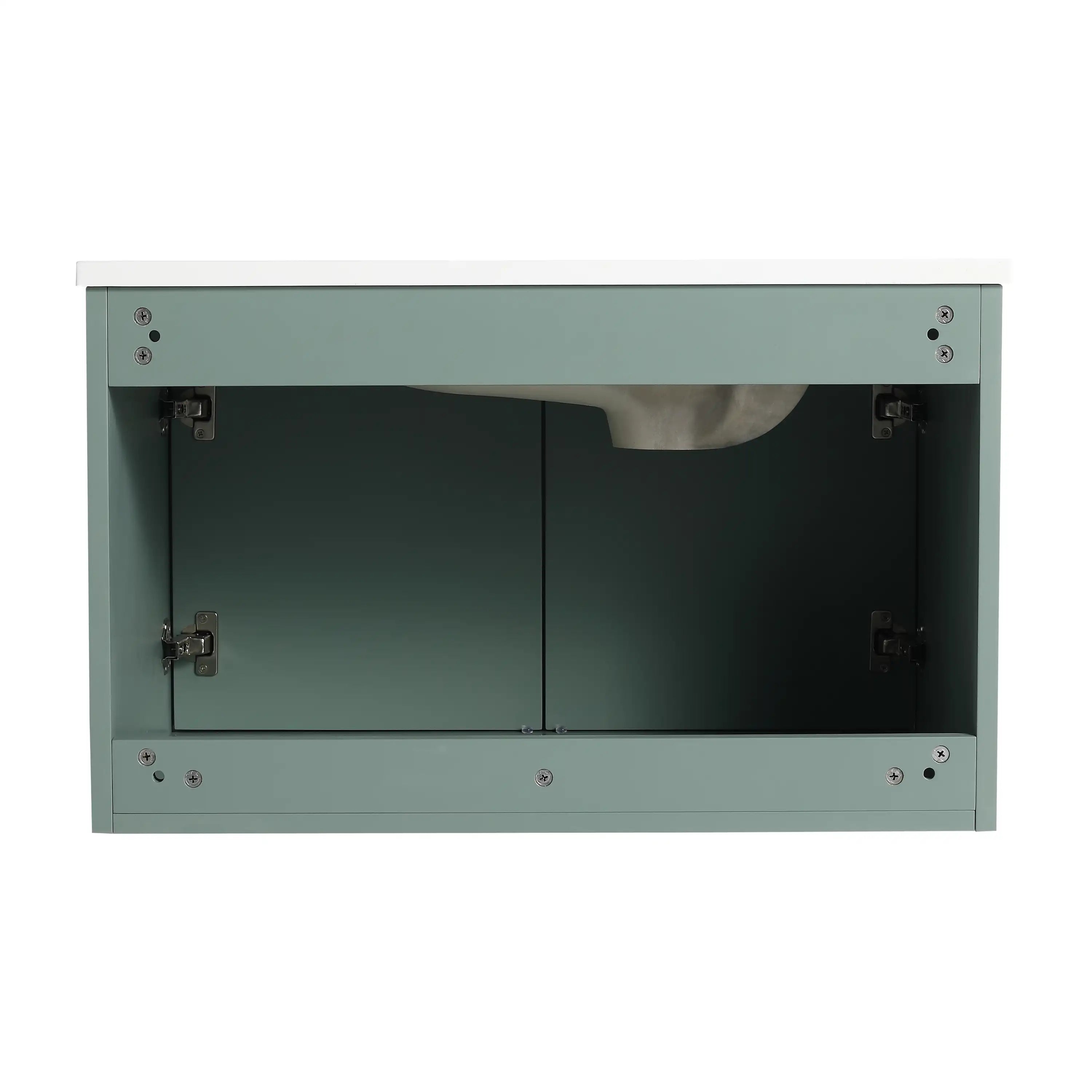 30'' Mint Green Floating Bathroom Vanity with Unique Drop-Shaped Sink & Soft-Close Doors