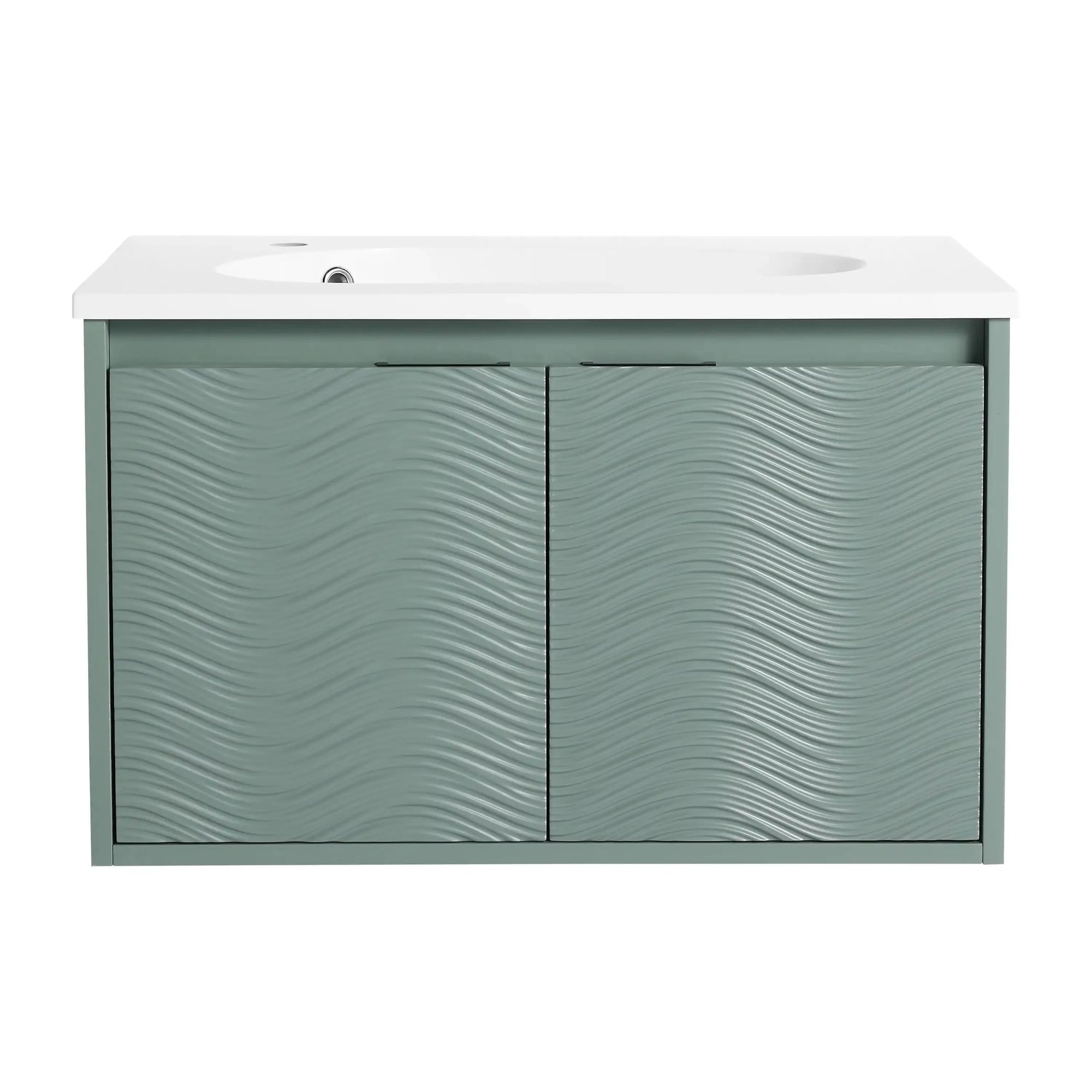 30" Wall-Mounted Bathroom Vanity with Soft-Close Doors – Modern & Space-Saving color: Green