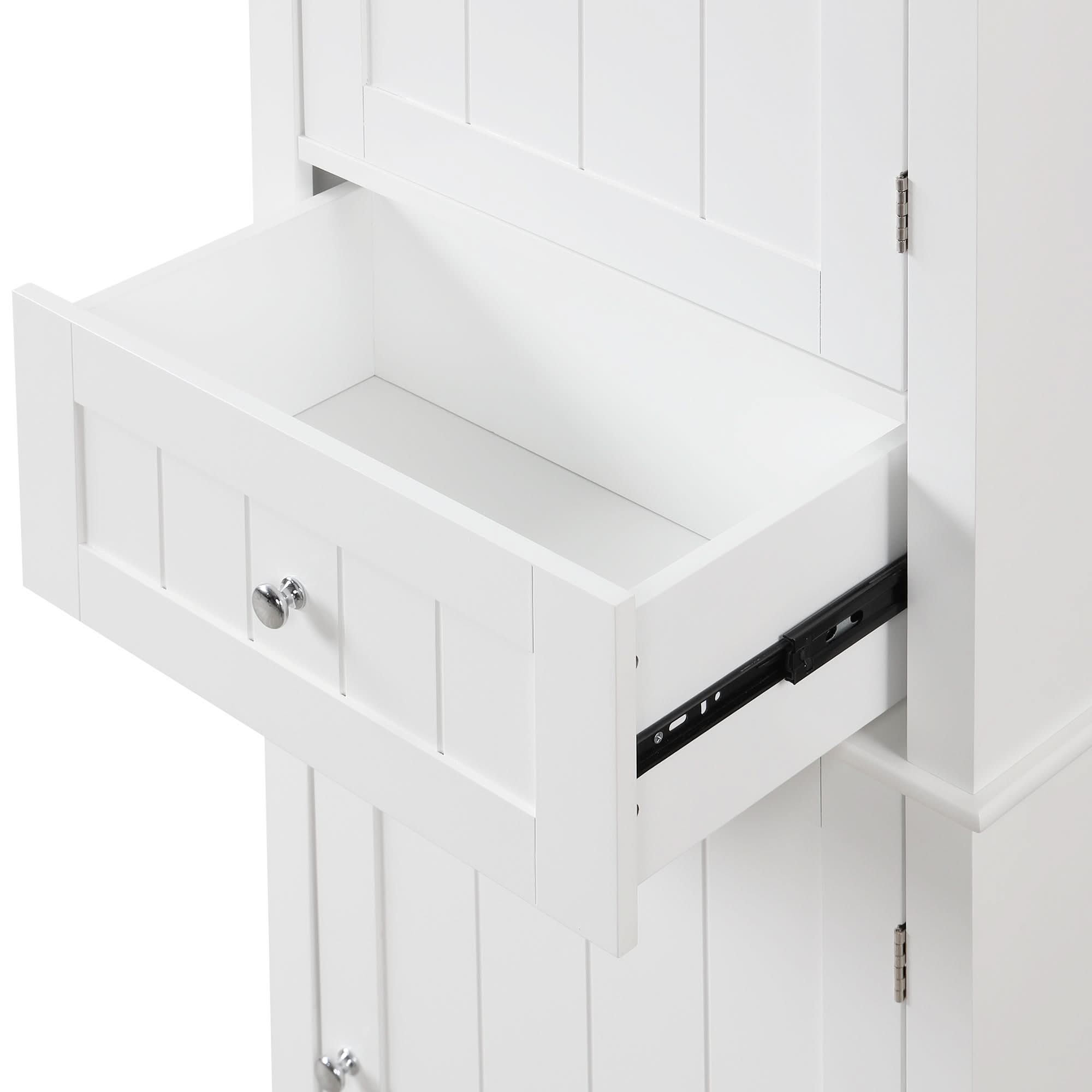 Freestanding Tall Bathroom Storage Cabinet with One Drawers and Adjustable Shelf color:white