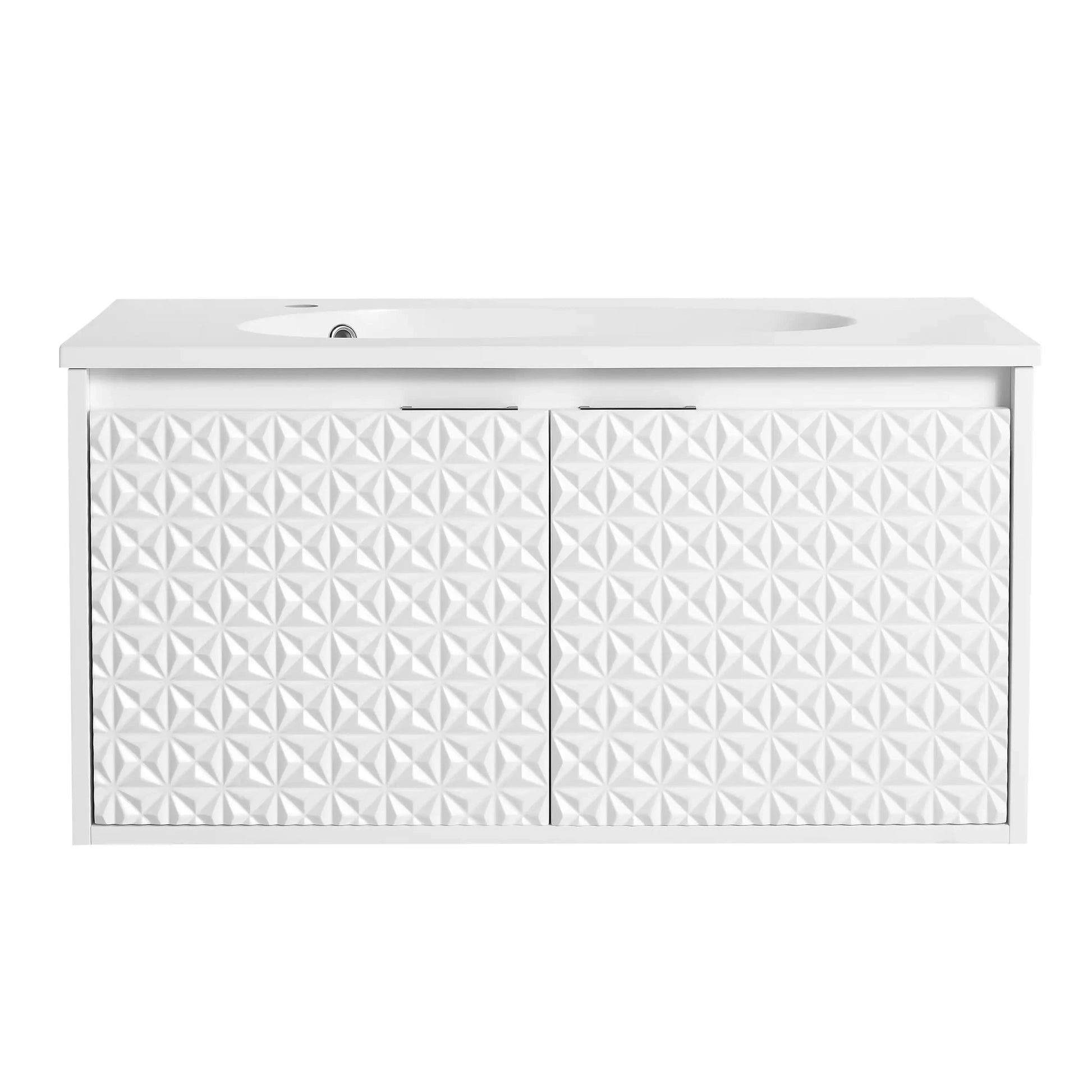 30" Wall-Mounted Bathroom Vanity with Sink & Soft Close Doors – Perfect for Small Bathrooms color: White