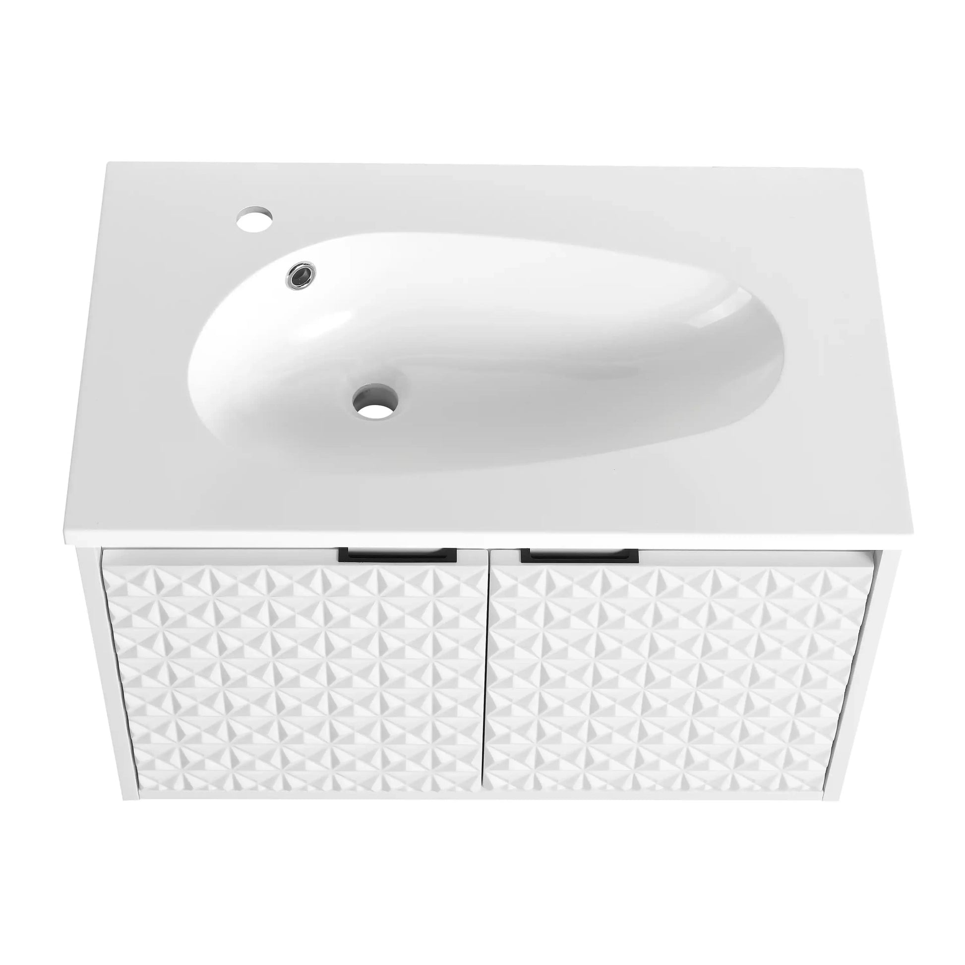 30" Wall-Mounted Bathroom Vanity with Sink & Soft Close Doors – Perfect for Small Bathrooms color: White