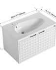 30" Wall-Mounted Bathroom Vanity with Sink & Soft Close Doors – Perfect for Small Bathrooms color: White