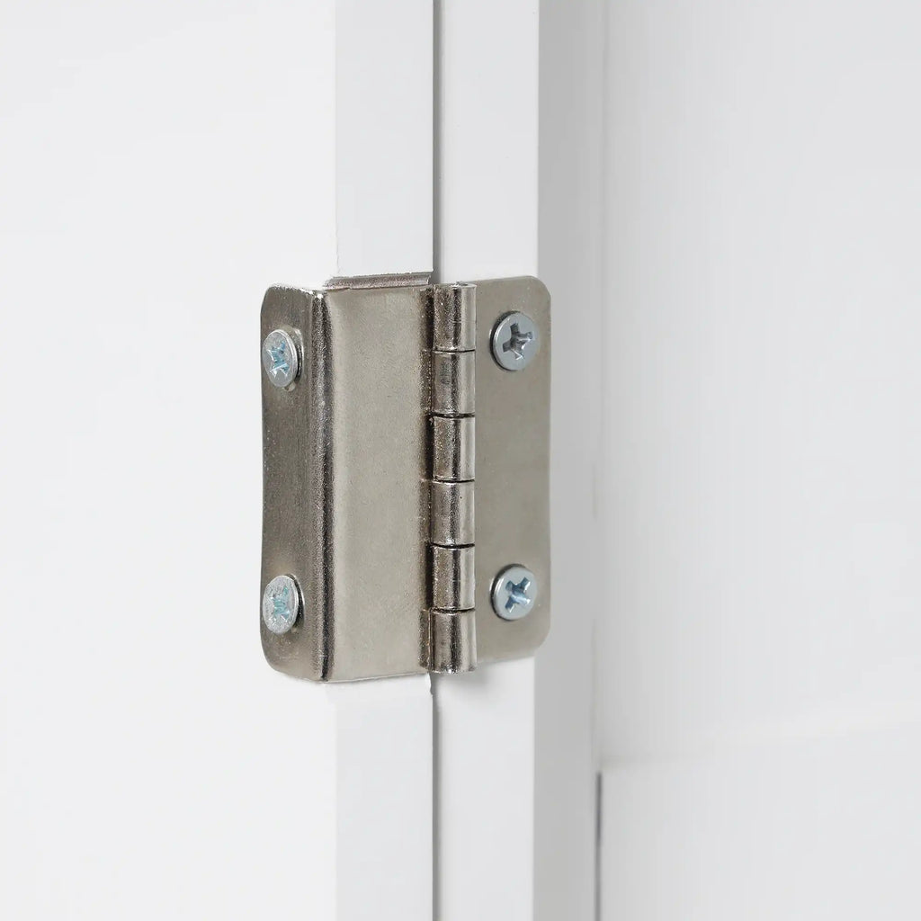 High quality stainless steel hinge of the Valmor White Bathroom Storage Cabinet.