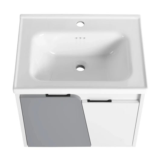 Compact 24 Inch Wall-Mounted Bathroom Vanity with Sink – Ideal for Small Spaces size: 24 X 19