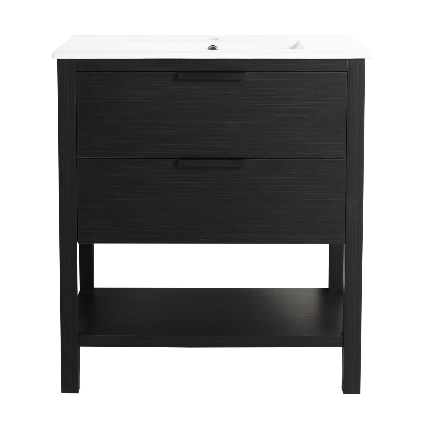 Freestanding Bathroom Vanity with Plywood and 2 Drawers color: Black Chestnut