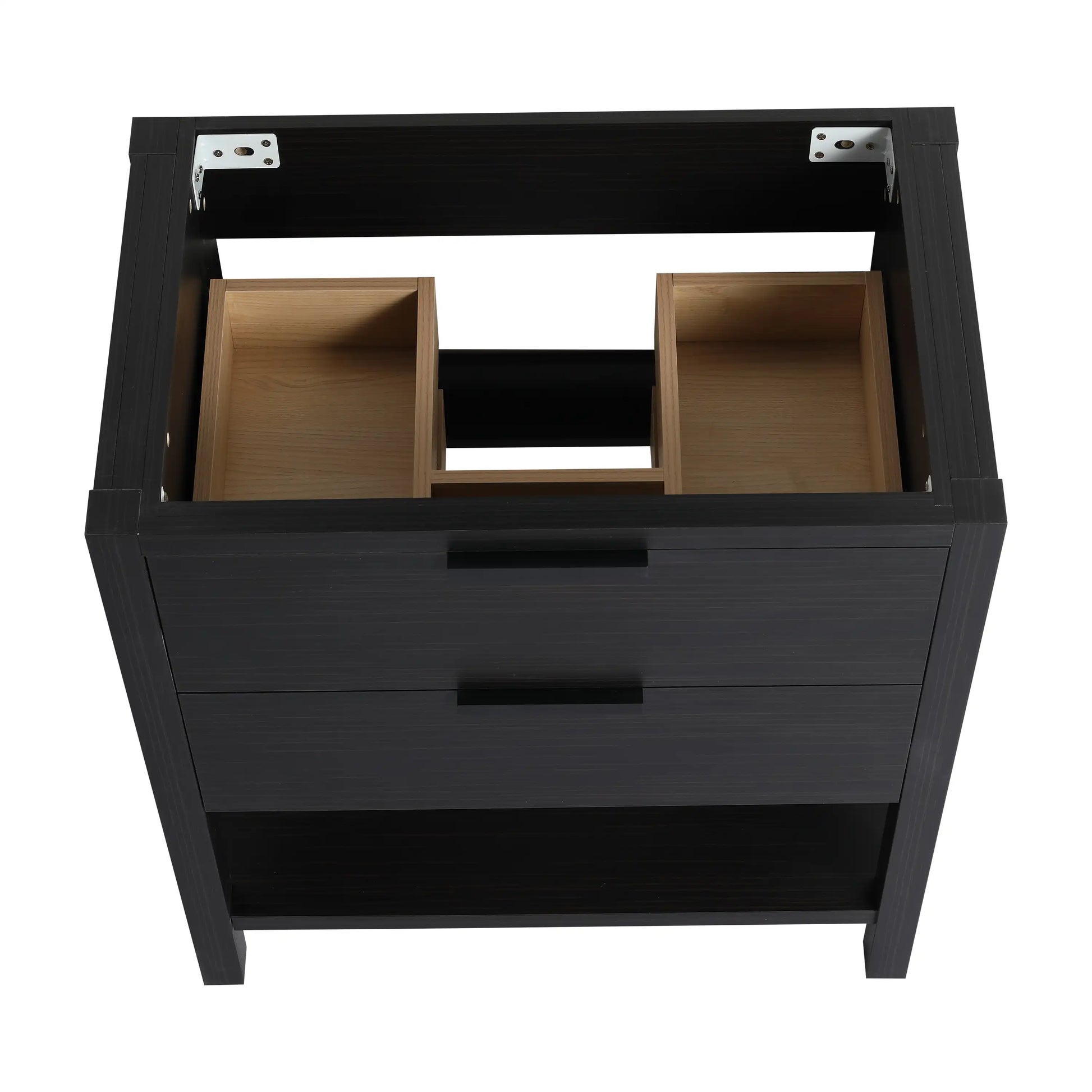 Freestanding Bathroom Vanity with Plywood and 2 Drawers color: Black Chestnut