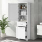 freestanding tall bathroom storage cabinet with two drawers color:white