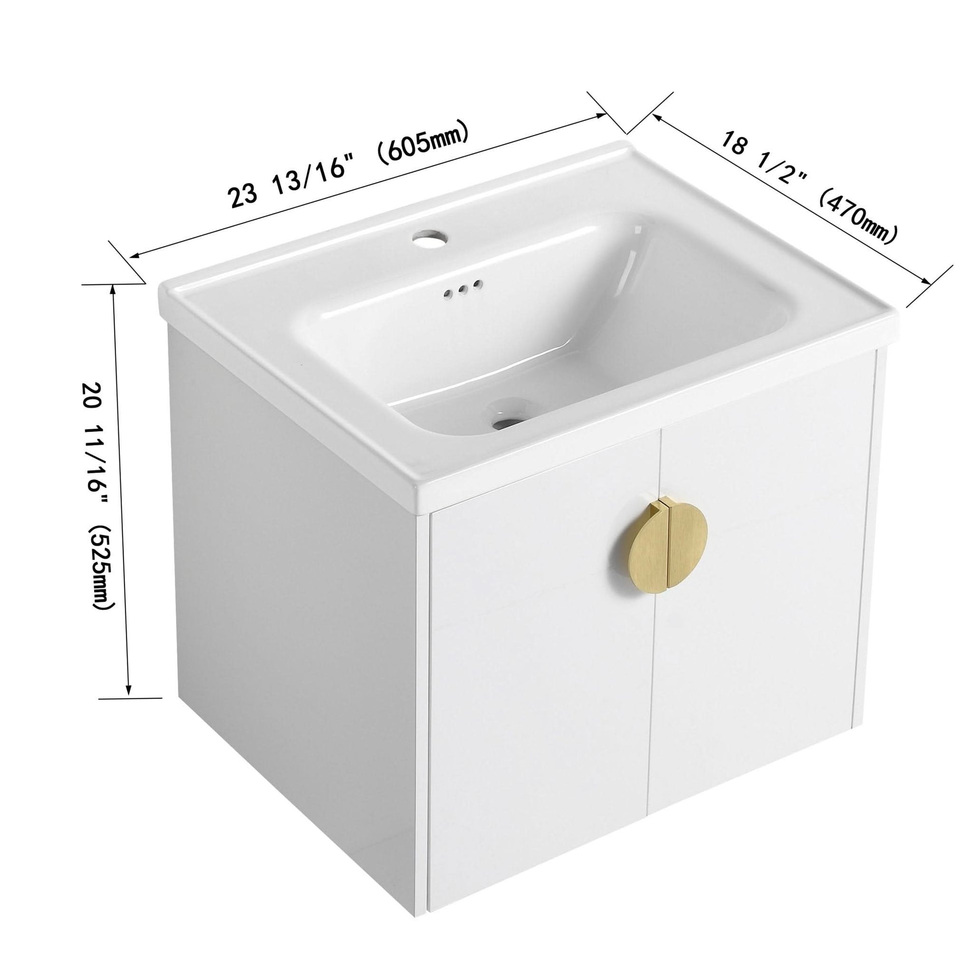 Soft Close Doors Bathroom Vanity With Sink color:Gloss White