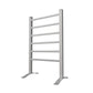 Silver Electric Heated Towel Rack - Wall-Mounted Towel Warmer with 6 Stainless Steel Bars color: Silver