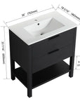 Freestanding Bathroom Vanity with Plywood and 2 Drawers color: Black Chestnut