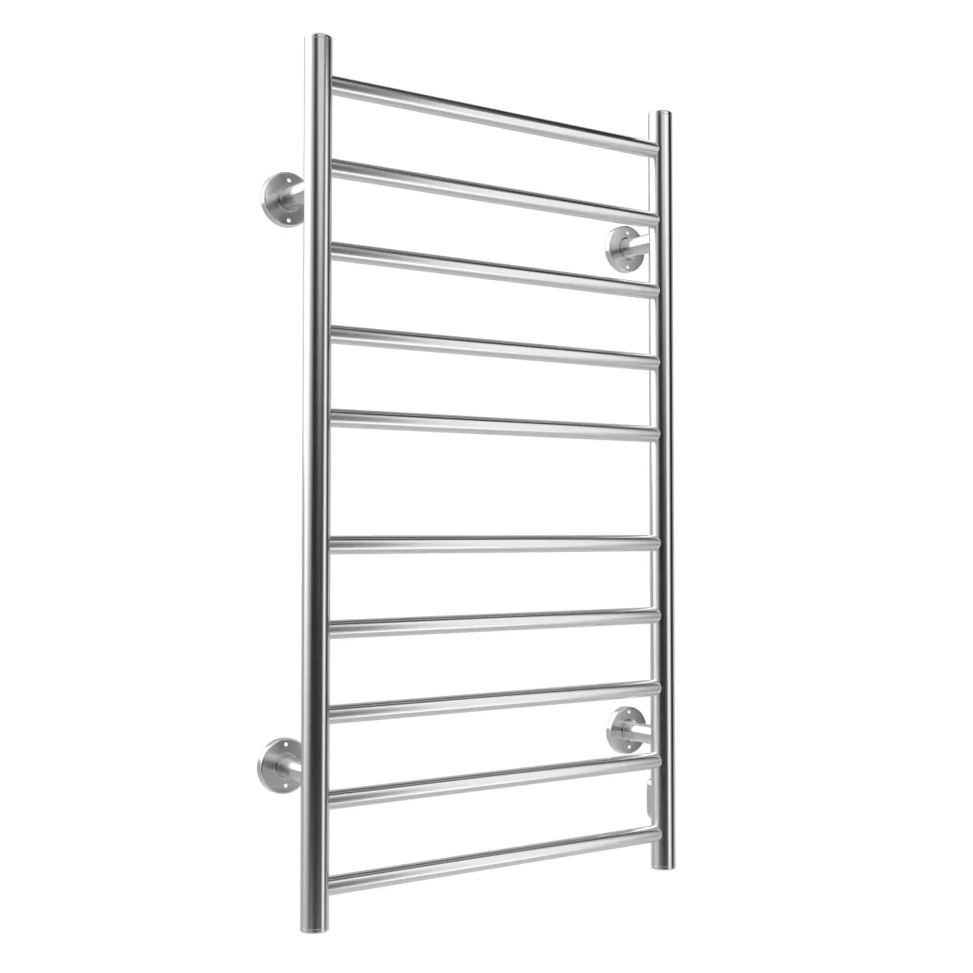 Silver Electric Heated Towel Rack - Wall-Mounted Towel Warmer with 10 Stainless Steel Bars color: Silver