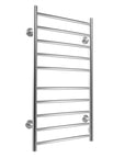 Silver Electric Heated Towel Rack - Wall-Mounted Towel Warmer with 10 Stainless Steel Bars color: Silver