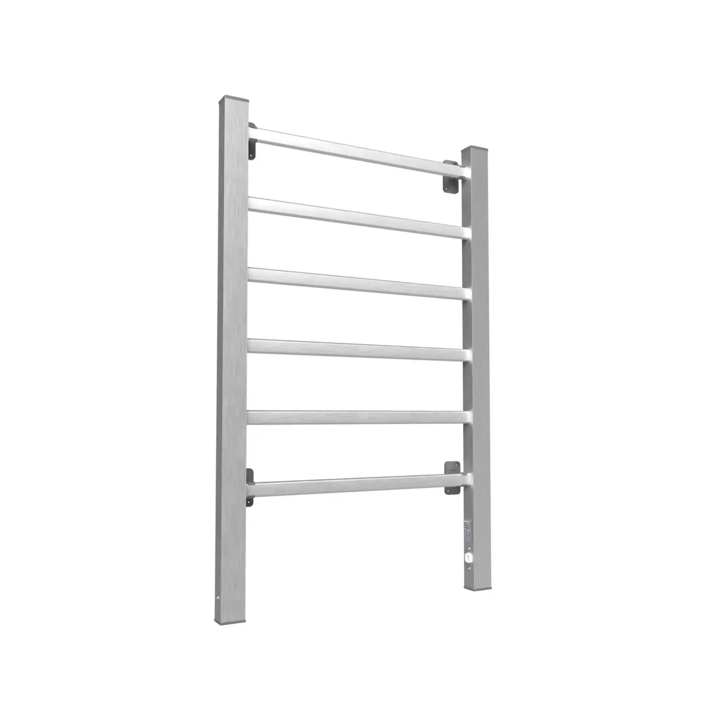 Silver Electric Heated Towel Rack - Wall-Mounted Towel Warmer with 6 Stainless Steel Bars color: Silver