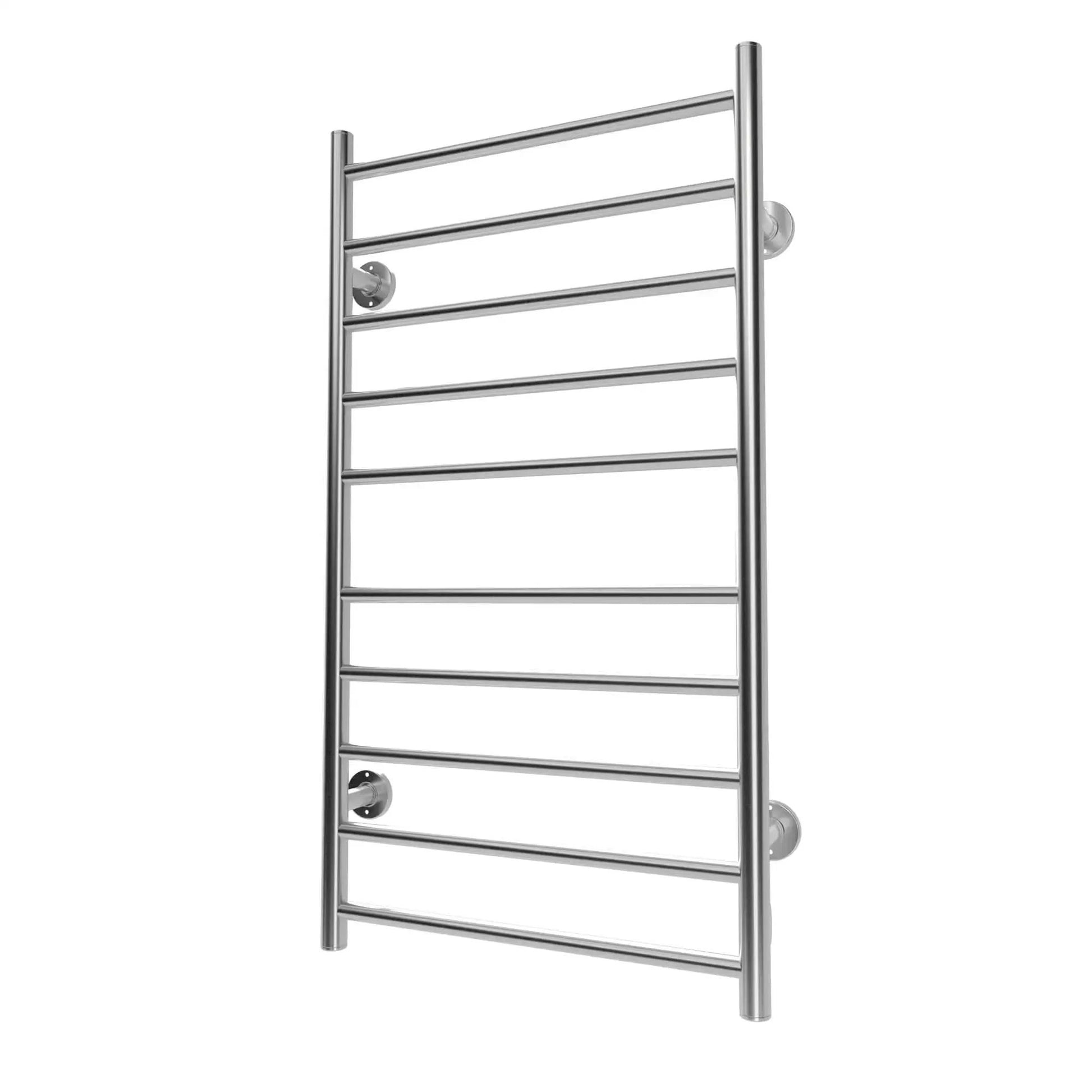 Silver Electric Heated Towel Rack - Wall-Mounted Towel Warmer with 10 Stainless Steel Bars color: Silver