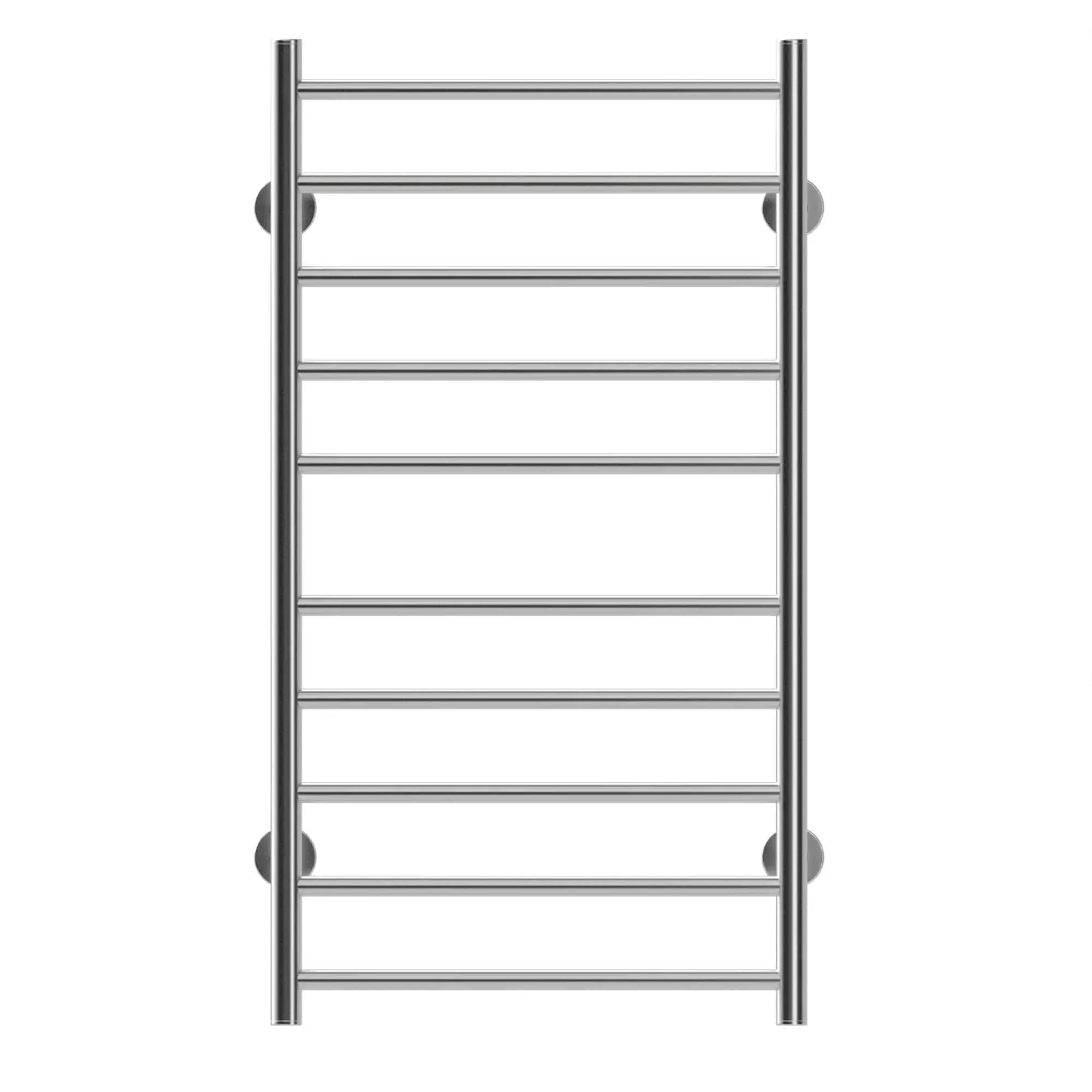 Silver Electric Heated Towel Rack - Wall-Mounted Towel Warmer with 10 Stainless Steel Bars color: Silver