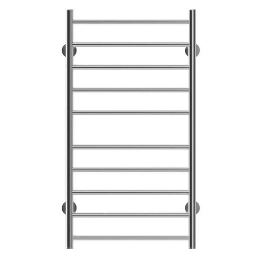 Silver Electric Heated Towel Rack - Wall-Mounted Towel Warmer with 10 Stainless Steel Bars color: Silver