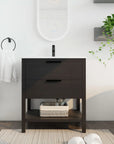 Freestanding Bathroom Vanity with Plywood and 2 Drawers color: Black Chestnut