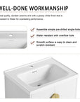 Ceramic sink and workmanship details of floating bathroom vanity in multiple sizes | Ace Decor