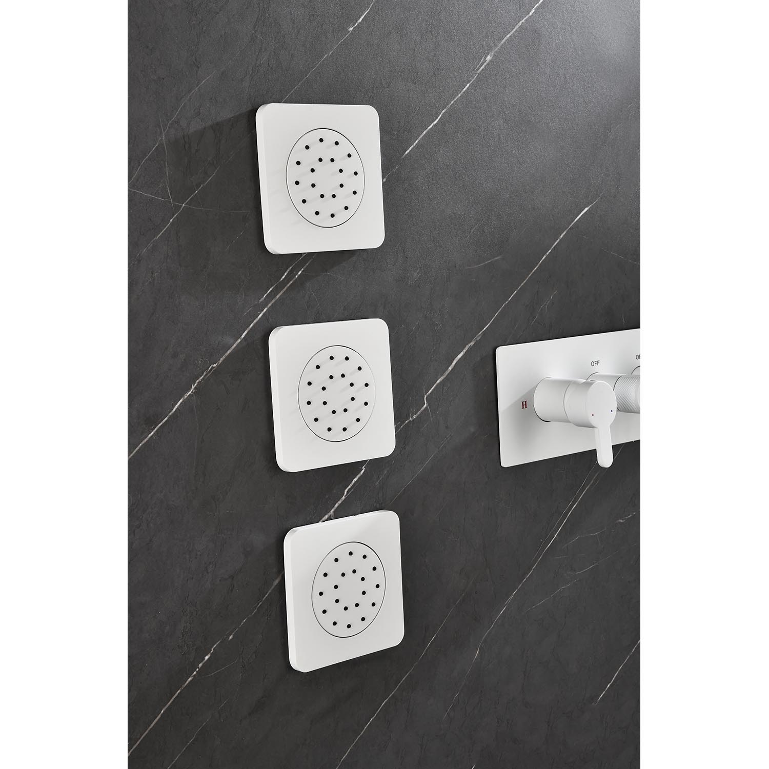 Cascade 3-Body Spray Rain Shower with Handheld - White