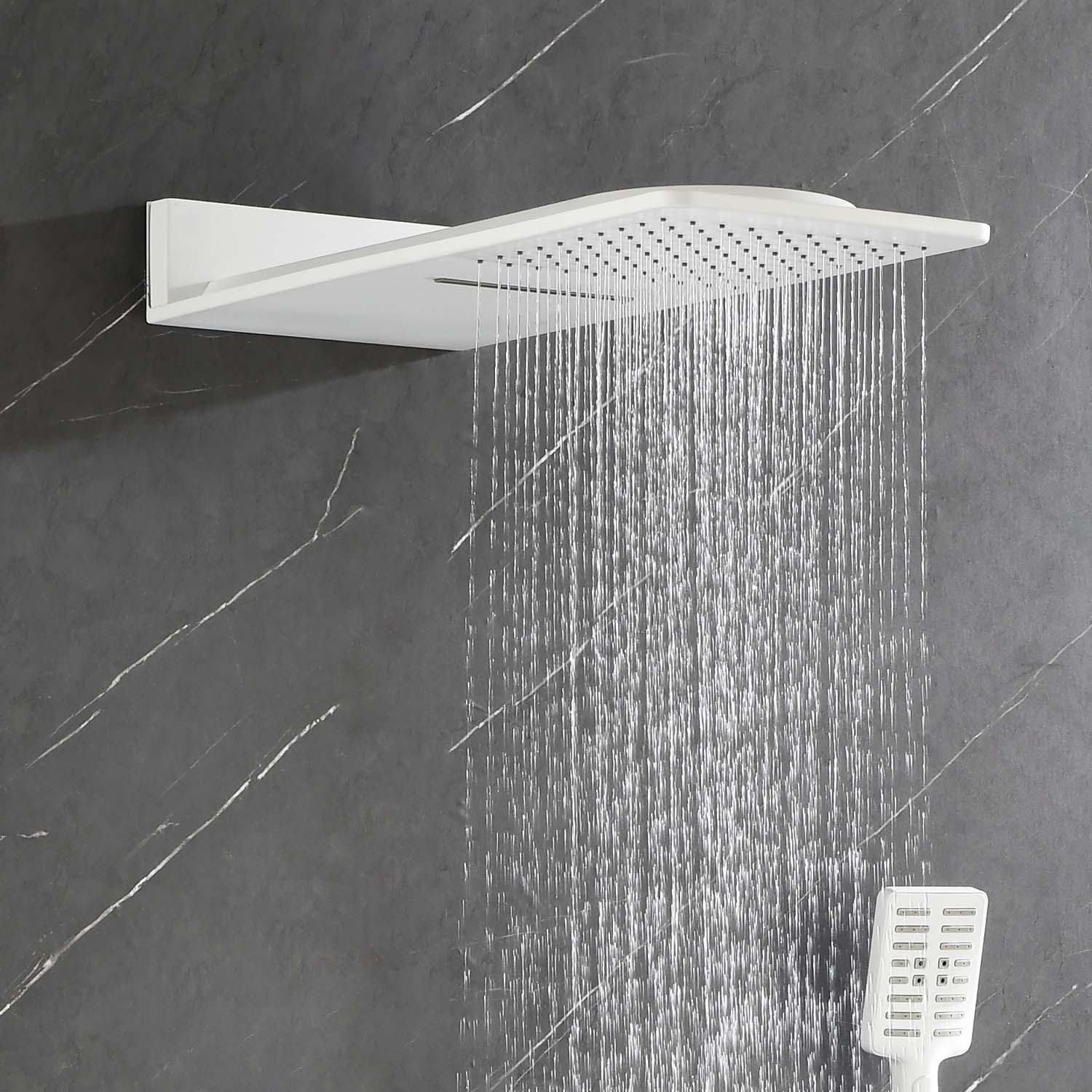 Cascade 3-Body Spray Rain Shower with Handheld - White