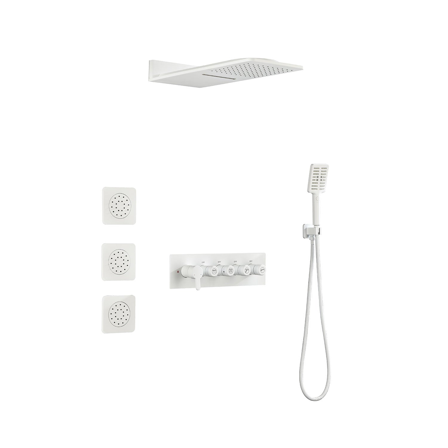 Cascade 3-Body Spray Rain Shower with Handheld - White