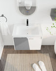 Compact 24 Inch Wall-Mounted Bathroom Vanity with Sink – Ideal for Small Spaces size: 28 X 19