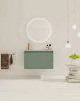 30" Wall-Mounted Bathroom Vanity with Soft-Close Doors – Modern & Space-Saving color: Green