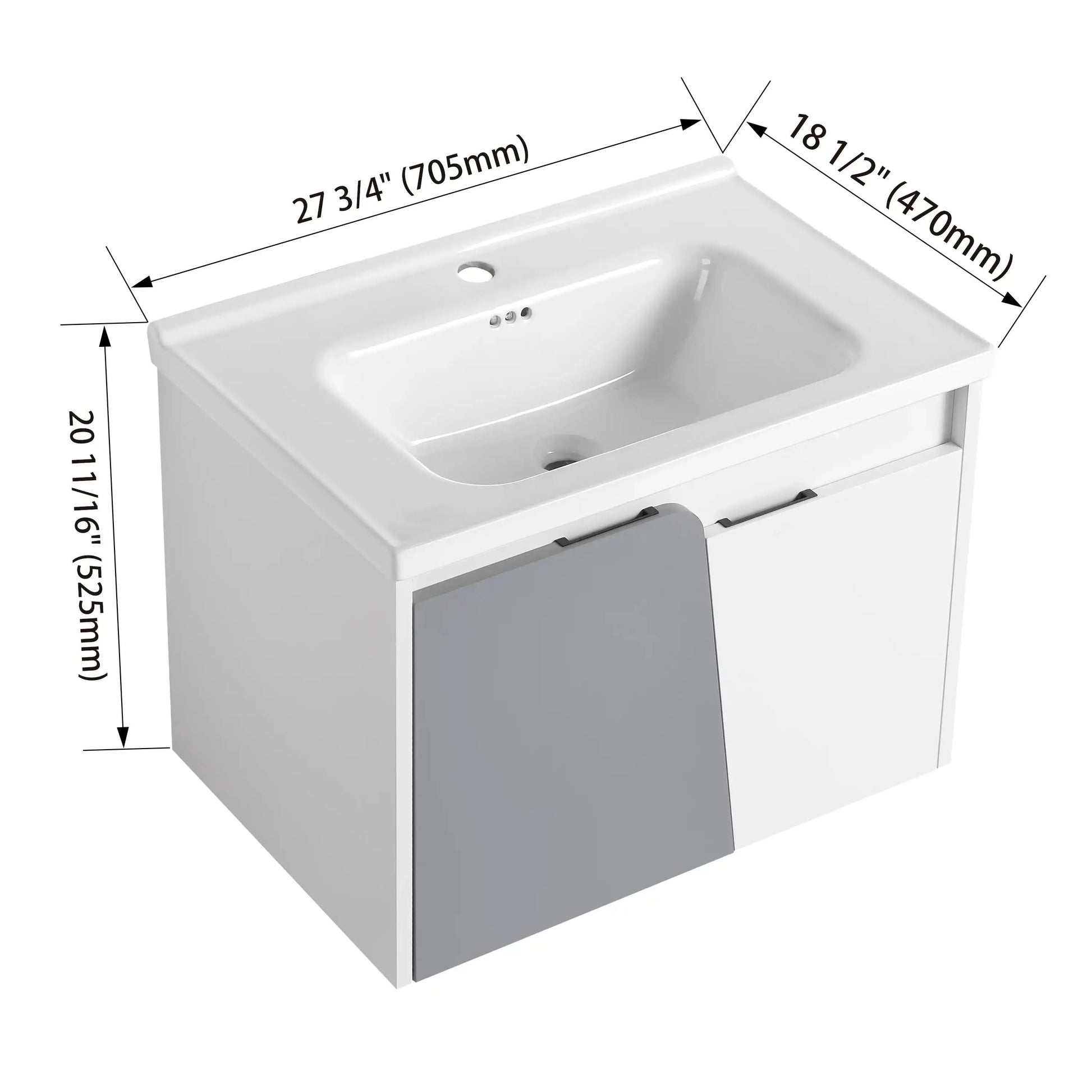 Compact 24 Inch Wall-Mounted Bathroom Vanity with Sink – Ideal for Small Spaces size: 28 X 19