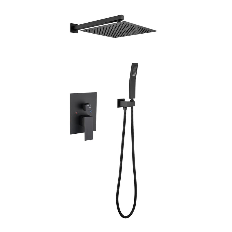 Eclipse Series 12" Wall-Mounted Rain Shower Head - Matte Black Finish
