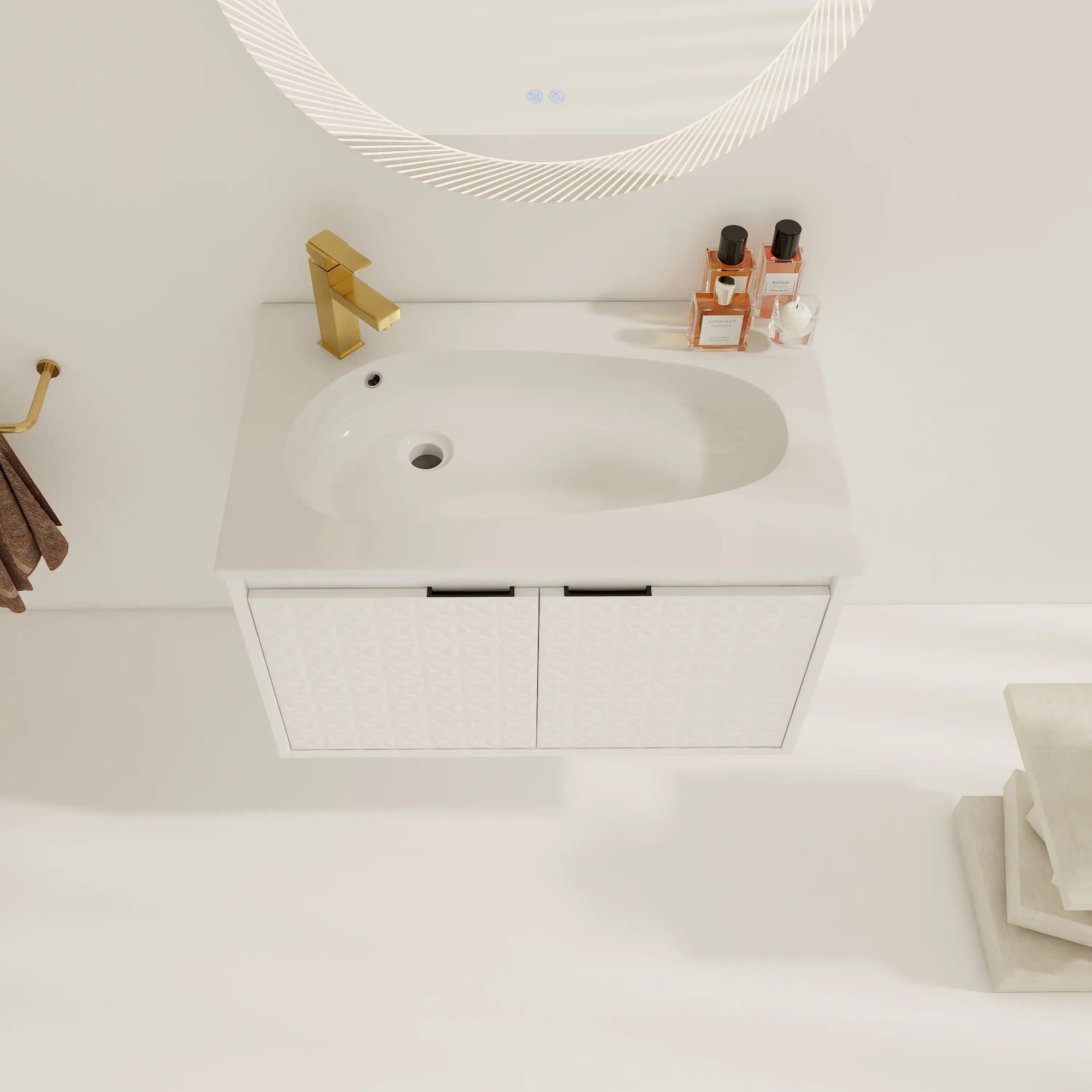 30” Wall-Mounted Bathroom Vanity with Integrated Sink &amp; Soft-Close Doors